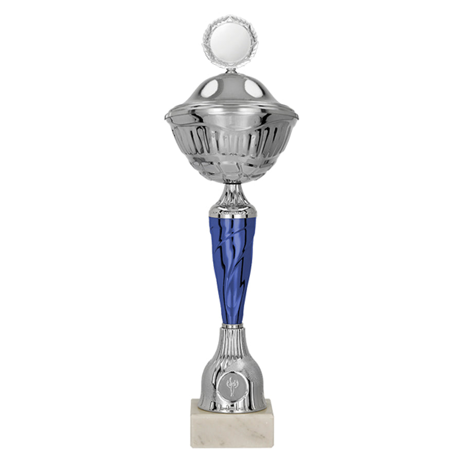Cupa argintie cu albastru, cu capac, 9258/P
