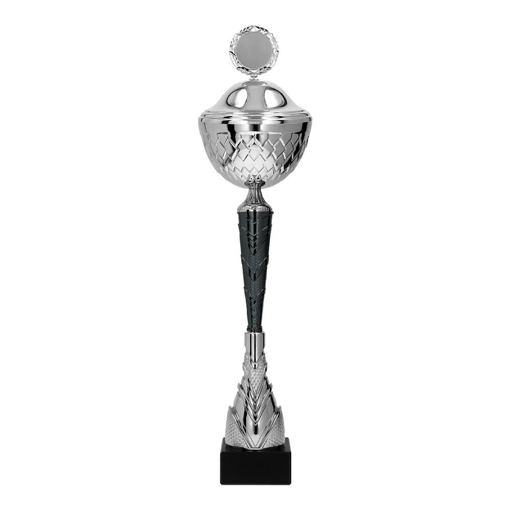 Cupa metalica argintie cu negru cu capac model 9301 P