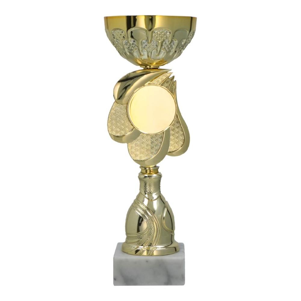 Cupa metalica aurie cu design clasic pentru premiere sportiva