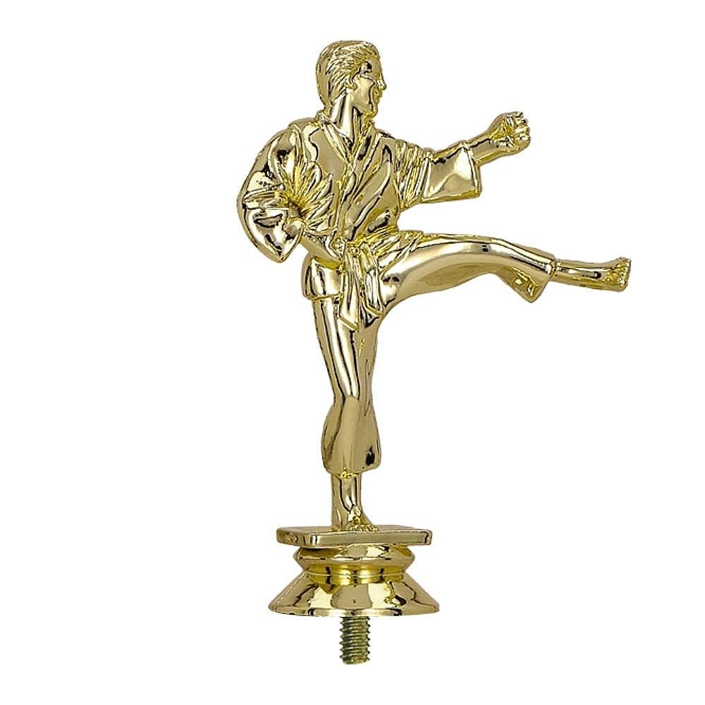 Figurina aurie din plastic reprezentand un luptator de karate pe soclu