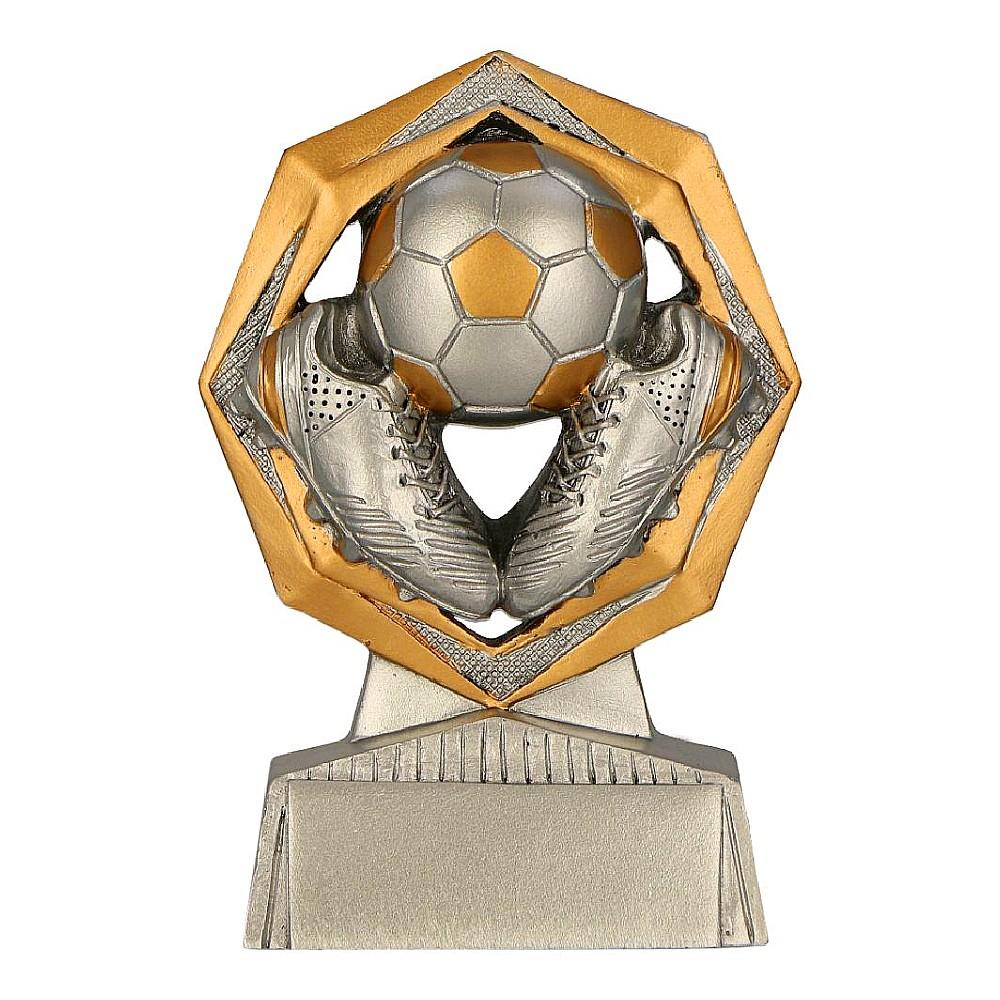 Trofeu din rasina cu minge de fotbal si emblema pe soclu