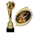 cupa aurie din plastic cu figurina handbal pe soclu