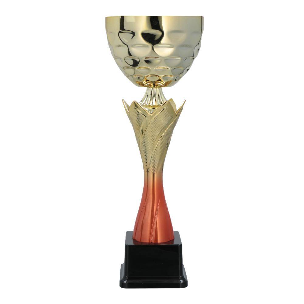 Cupa metalica aurie cu detalii portocalii pentru premiere sportiva