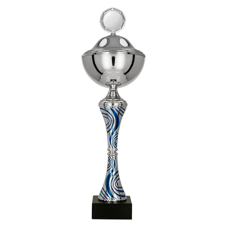 Cupa argintie cu albastru, cu capac, 8365/P
