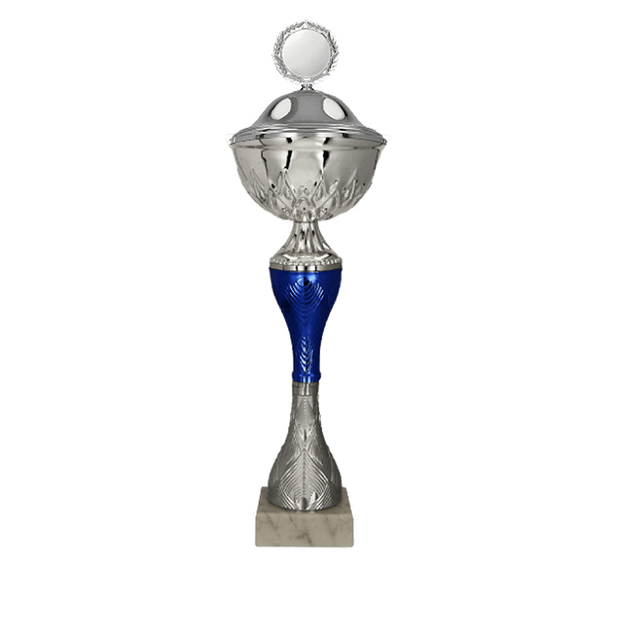 Cupa argintie cu albastru, cu capac, 9267/P