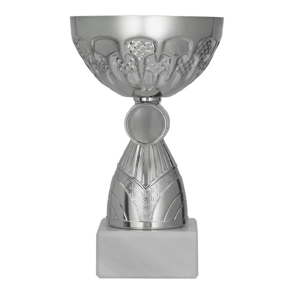 cupa metalica argintie cu capac pentru premiere sportiva