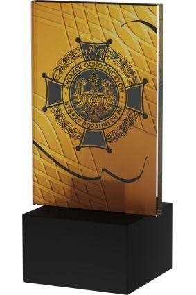 Trofeu din sticla cu simbol pompieri inaltime 12 cm