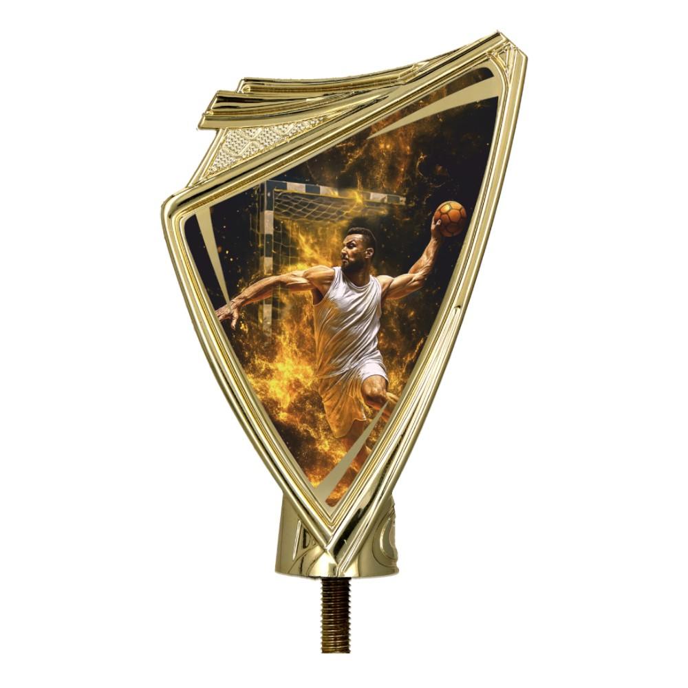 Figurina aurie din plastic reprezentand un jucator de handbal pe soclu