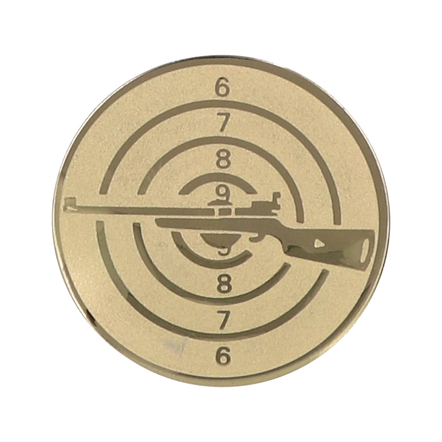 Emblema de aluminiu 25 mm, tir cu arma, D1-A50