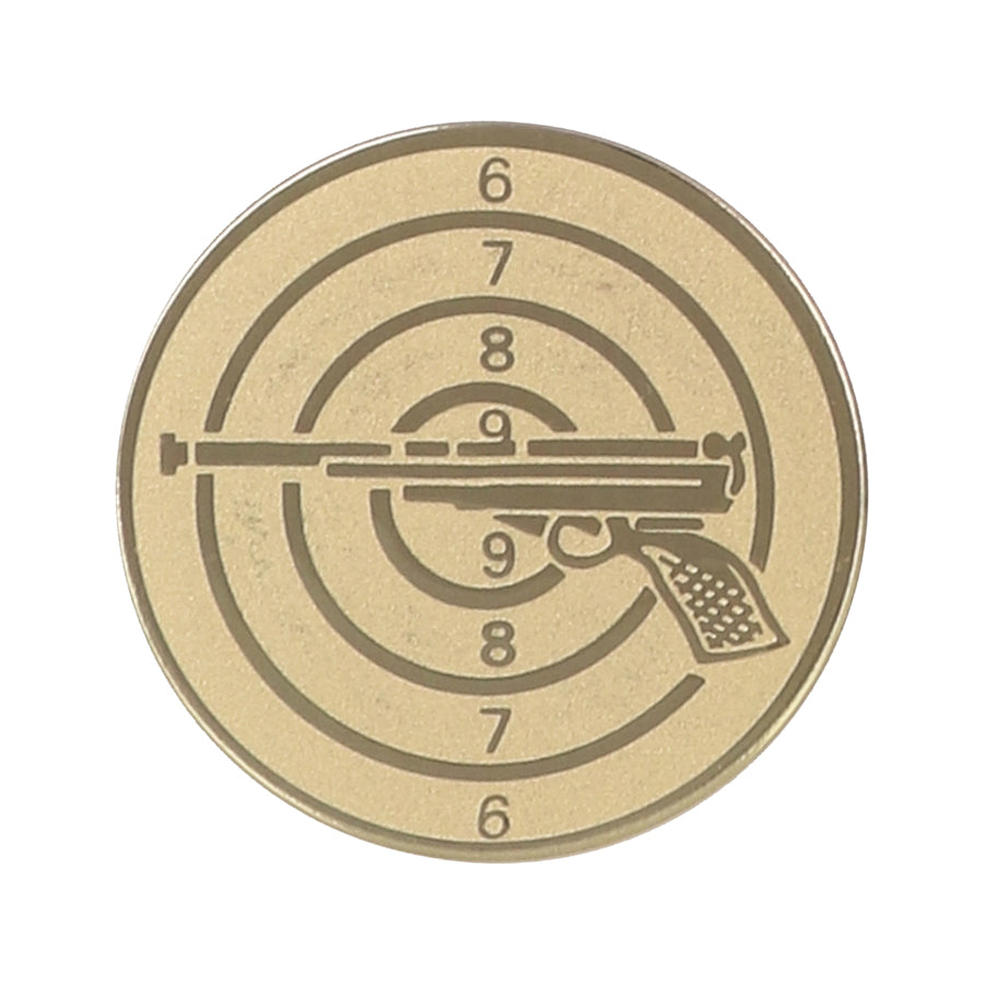 Emblema de aluminiu 25 mm, tir cu arma, D1-A51