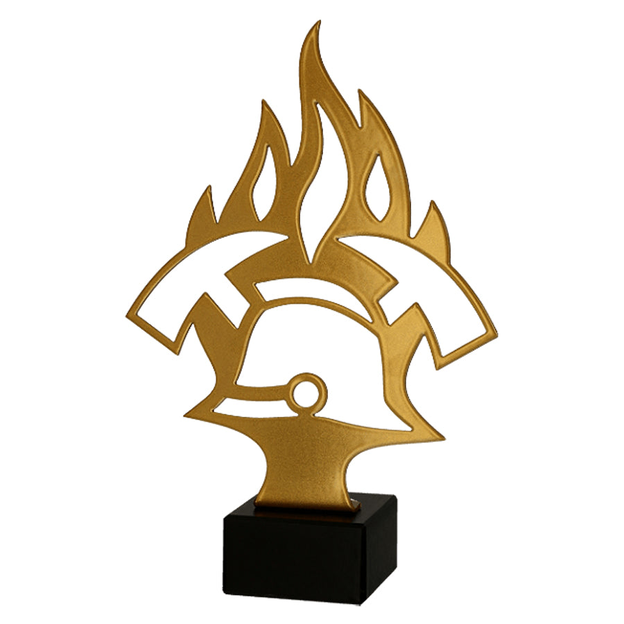 Trofeu de metal, cu baza de marmura, pompieri, ML-FIR1