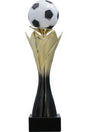cupa aurie cu negru pentru fotbal cu elemente decorative pe soclu