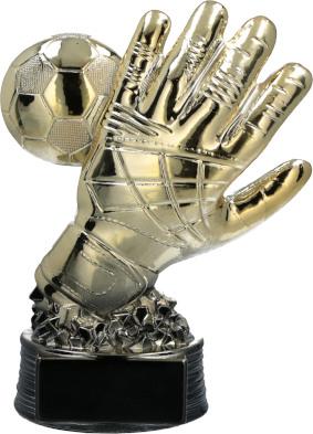 Trofeu fotbal din plastic negru cu auriu pe soclu
