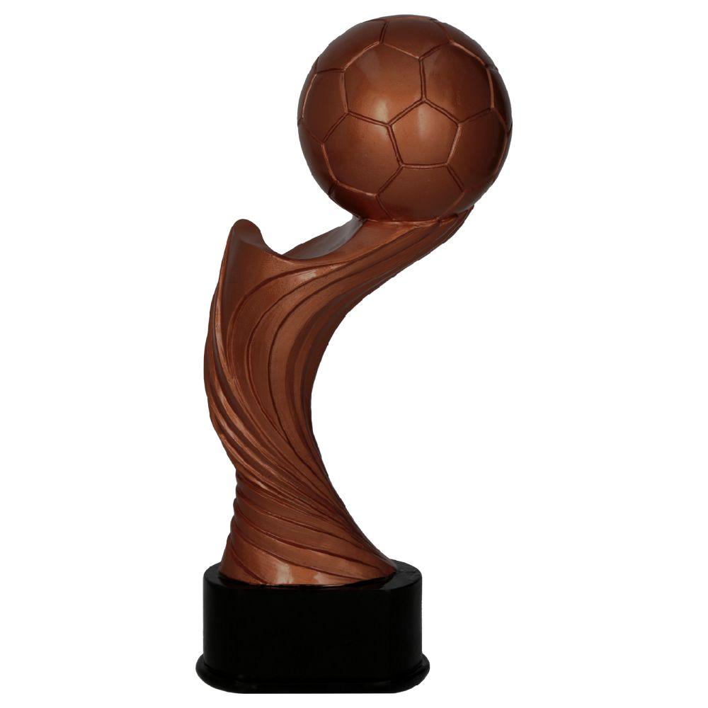 Trofeu din rasina reprezentand o minge de fotbal pe soclu finisaj bronz