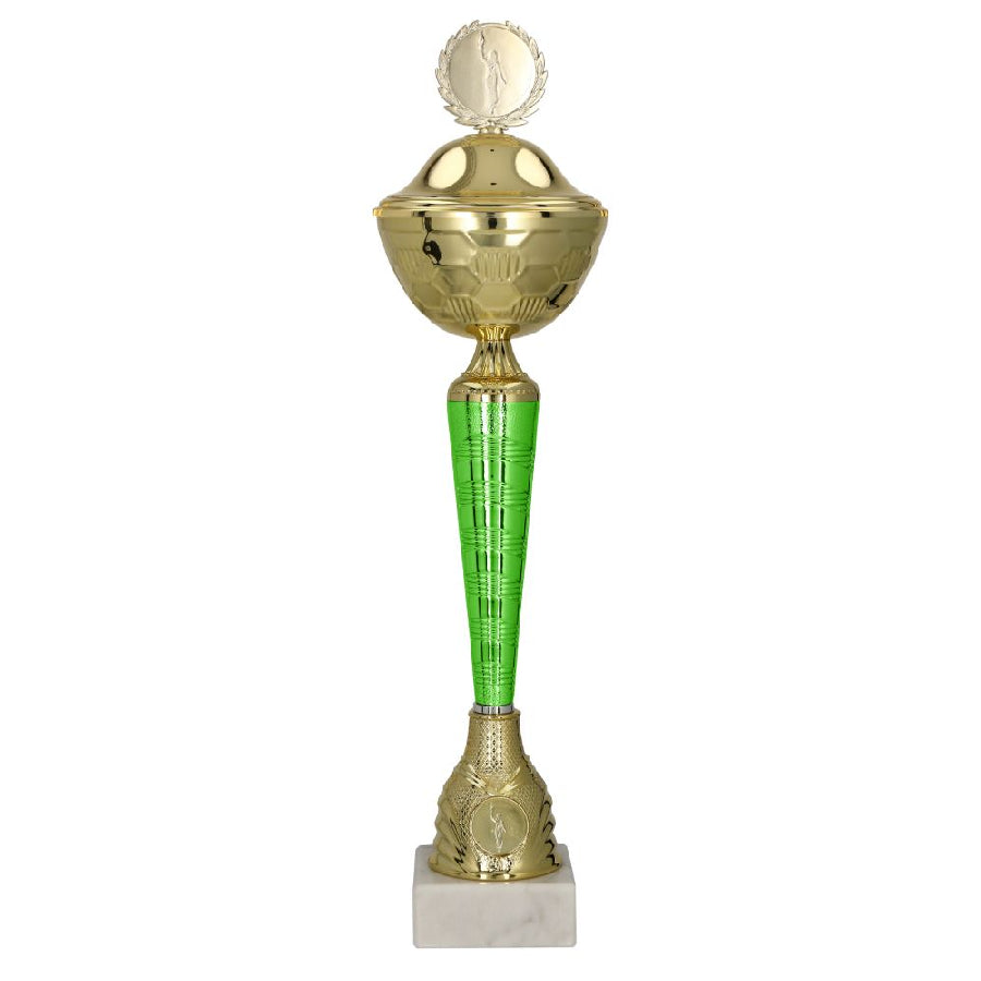 Cupa metalica aurie cu verde, cu capac, 9287/P