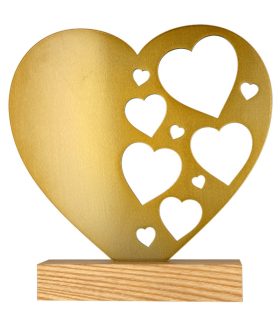 trofeu din metal cu soclu din lemn