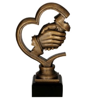 trofeu figurina din rasina mediator strangere de mana inima multumire RFST3047 BR